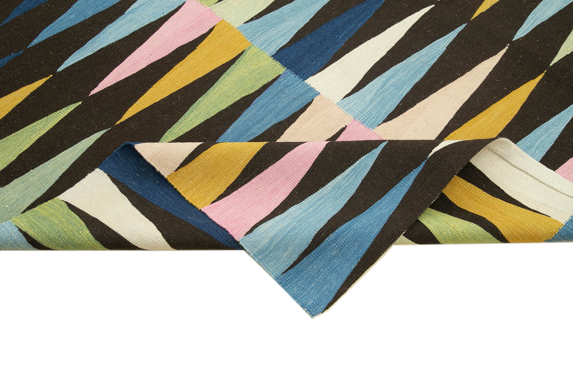 Handmade Wool Area Rug – Yellow Geometric Rug | Cotton Wool Blend Carpet 7'8''x10'2''