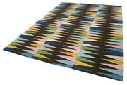 Scrap Black Geometric Cotton Wool Handmade Area Rug 7'4'' x 10'0''