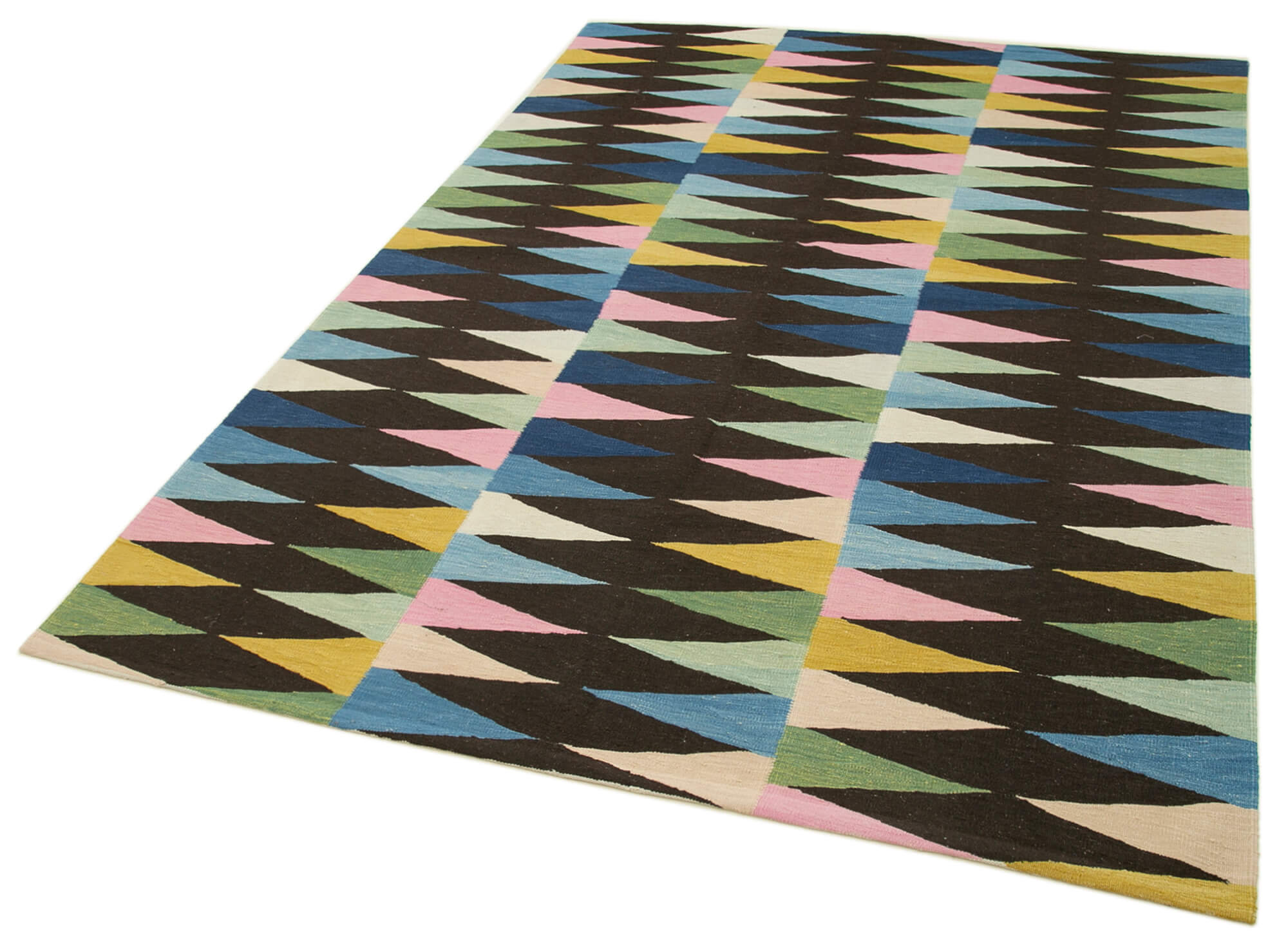 Handmade Wool Area Rug | Durable Geometric Cotton Wool Rug 5'10'' x 8'2''