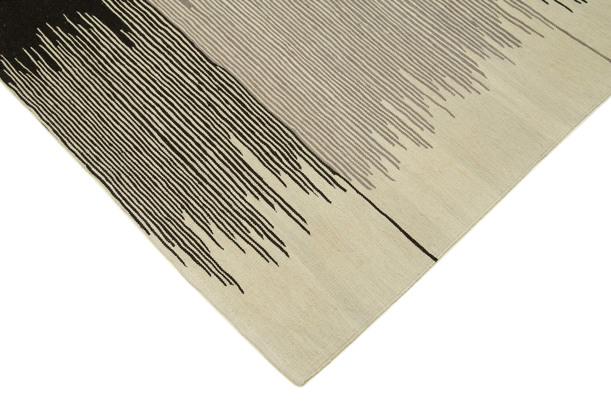 Scrap Beige Geometric Cotton Wool Handmade Area Rug 7'2'' x 10'6''