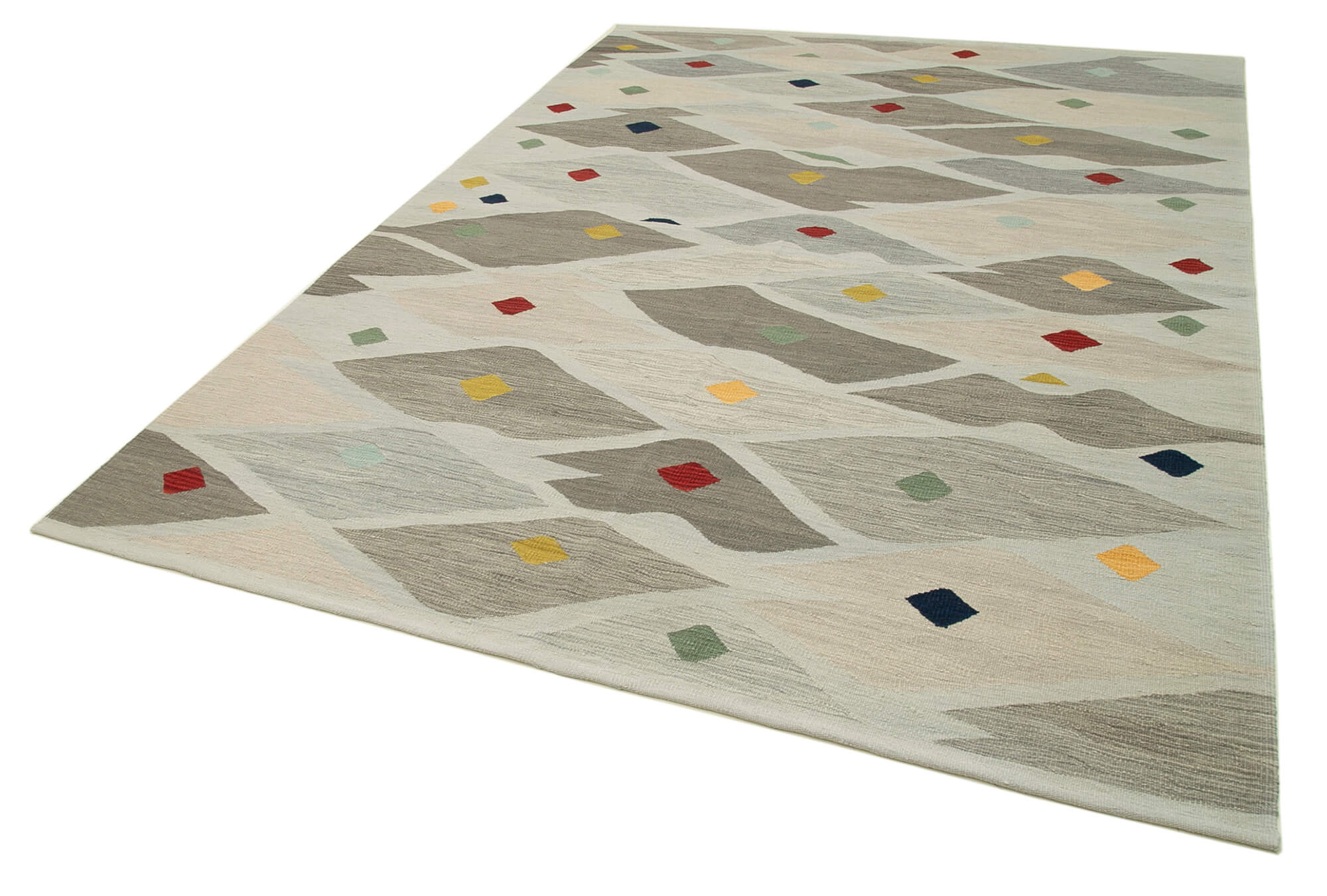 Handmade Wool Area Rug – Vintage Geometric Cotton Wool Carpet 6'9''x9'6''