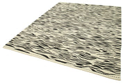 Handmade Area Rug – Black Geometric Cotton Wool Vintage Hand Knotted Carpet 7'3"x9'6"