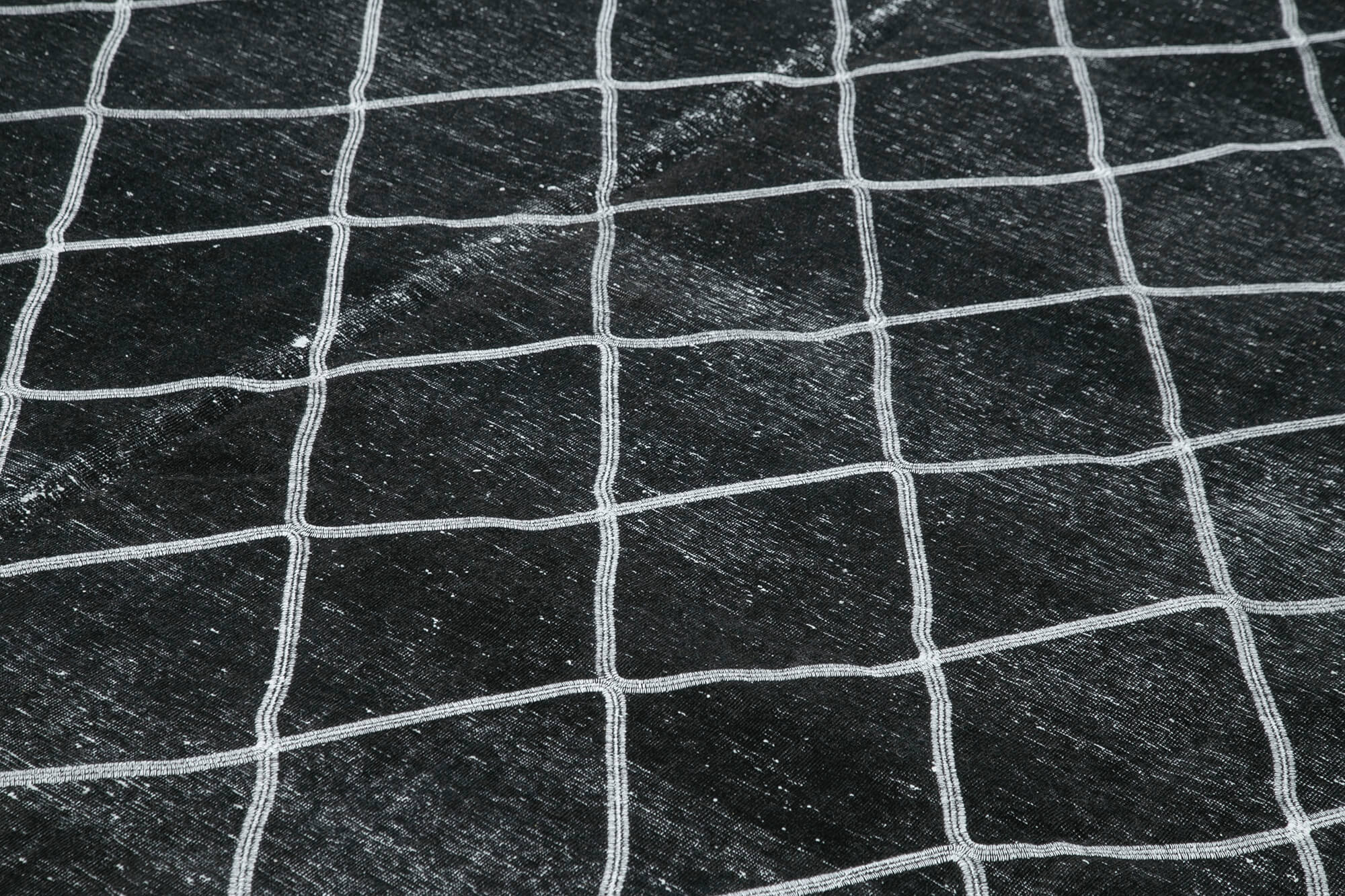 Handmade Wool Area Rug – Black Geometric Pattern Cotton Wool Carpet 10'1''x14'3''