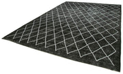 Handmade Geometric Rug - Large Black Cotton Wool Area Rug 9'6"x13'1"