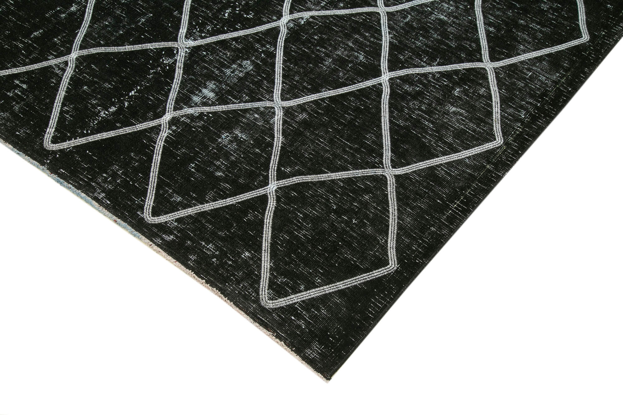 Handmade Geometric Rug – Black Wool Area Rug With Modern Design 9'11''x12'1''