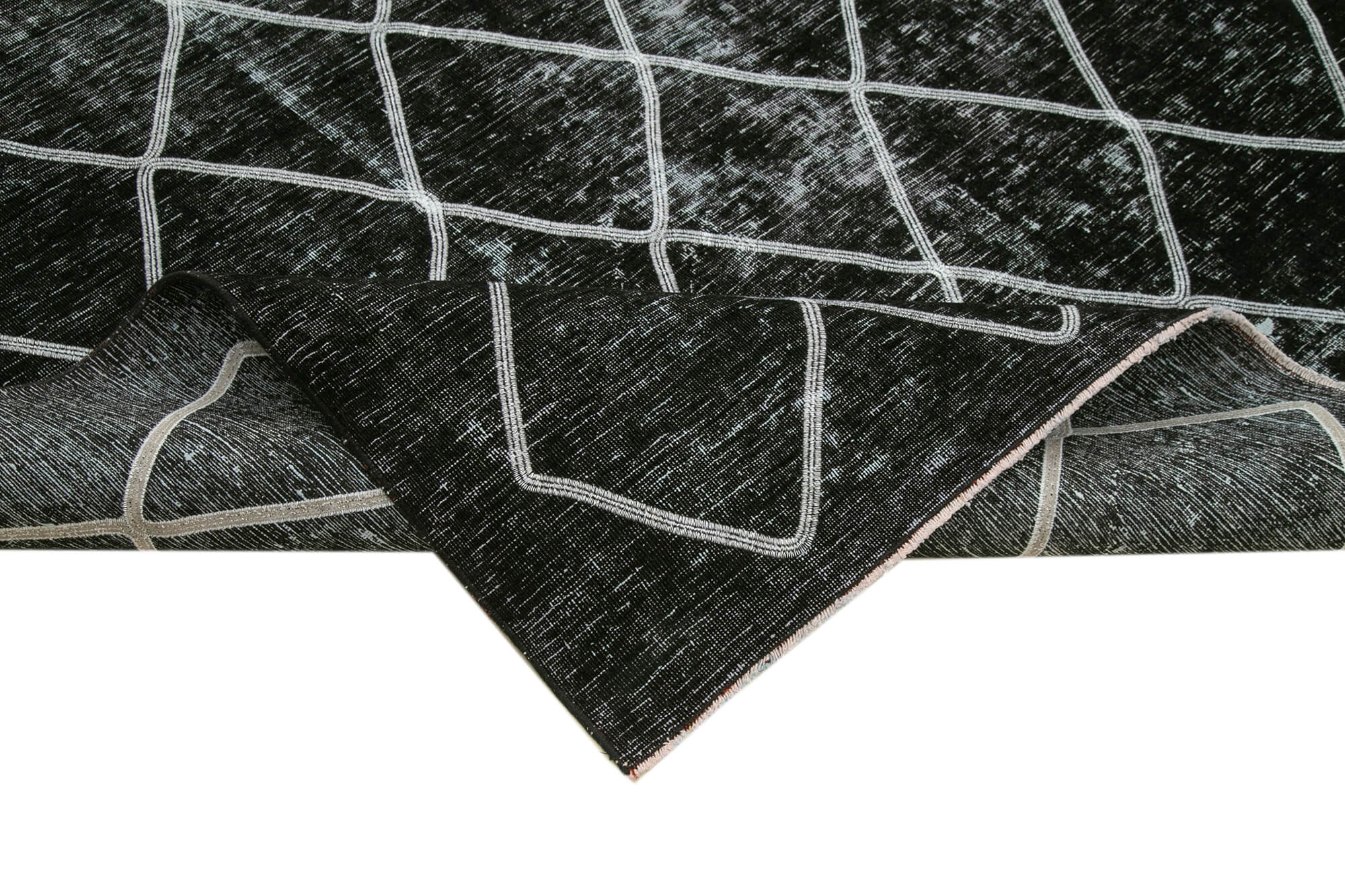 Handmade Geometric Rug – Black Wool Area Rug With Modern Design 9'11''x12'1''