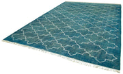 Handmade Geometric Rug – Turquoise Area Rug With Cotton Wool Carpet, 9'11''x13'5''