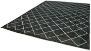 Handmade Geometric Rug – Black Cotton Wool Blend Area Rug 9'11''x12'10''