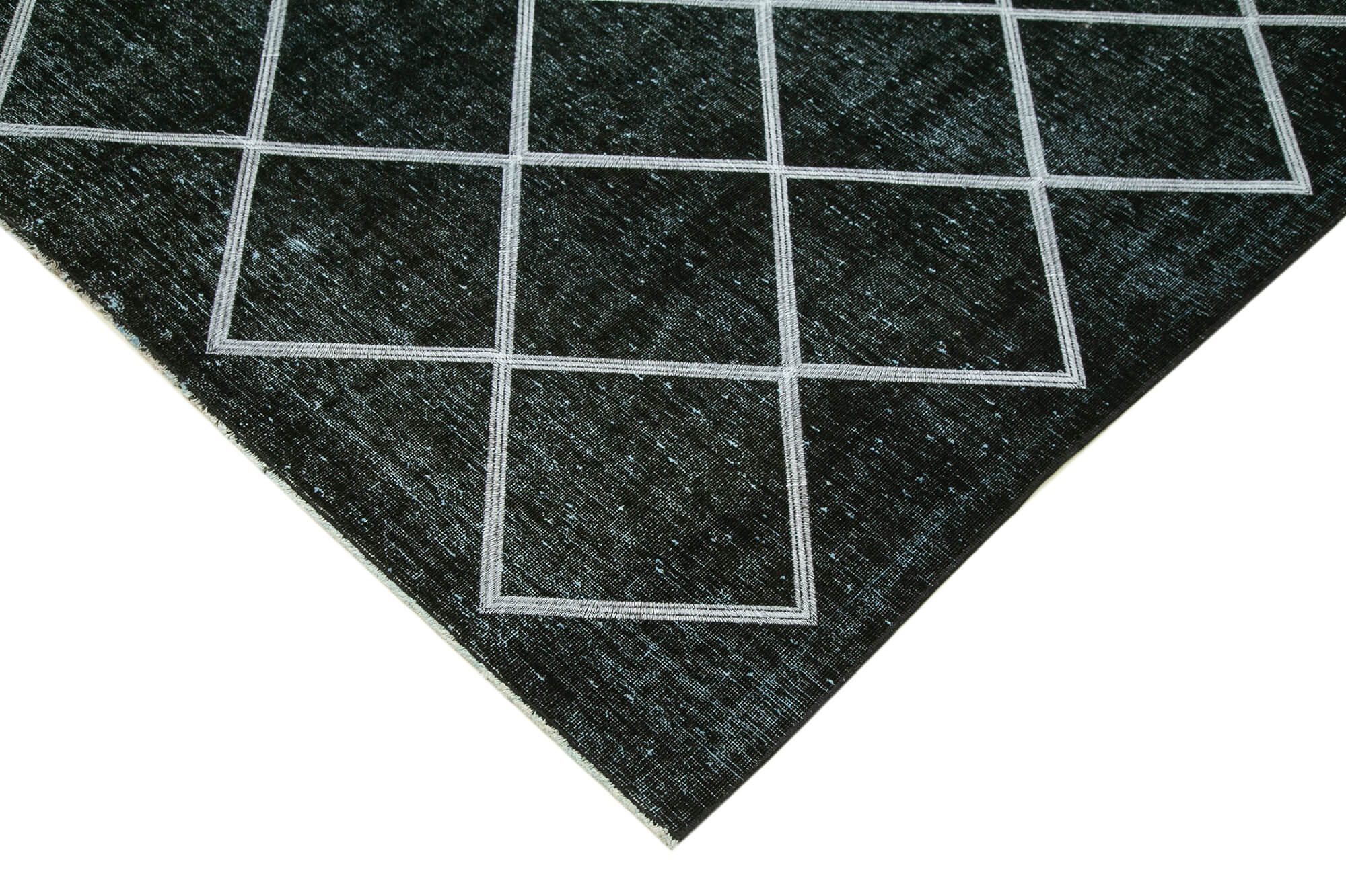 Handmade Geometric Rug – Black Cotton Wool Blend Area Rug 9'11''x12'10''