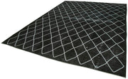 Handmade Geometric Rug – Large Black Cotton Wool Area Rug 9'7" x 12'10"