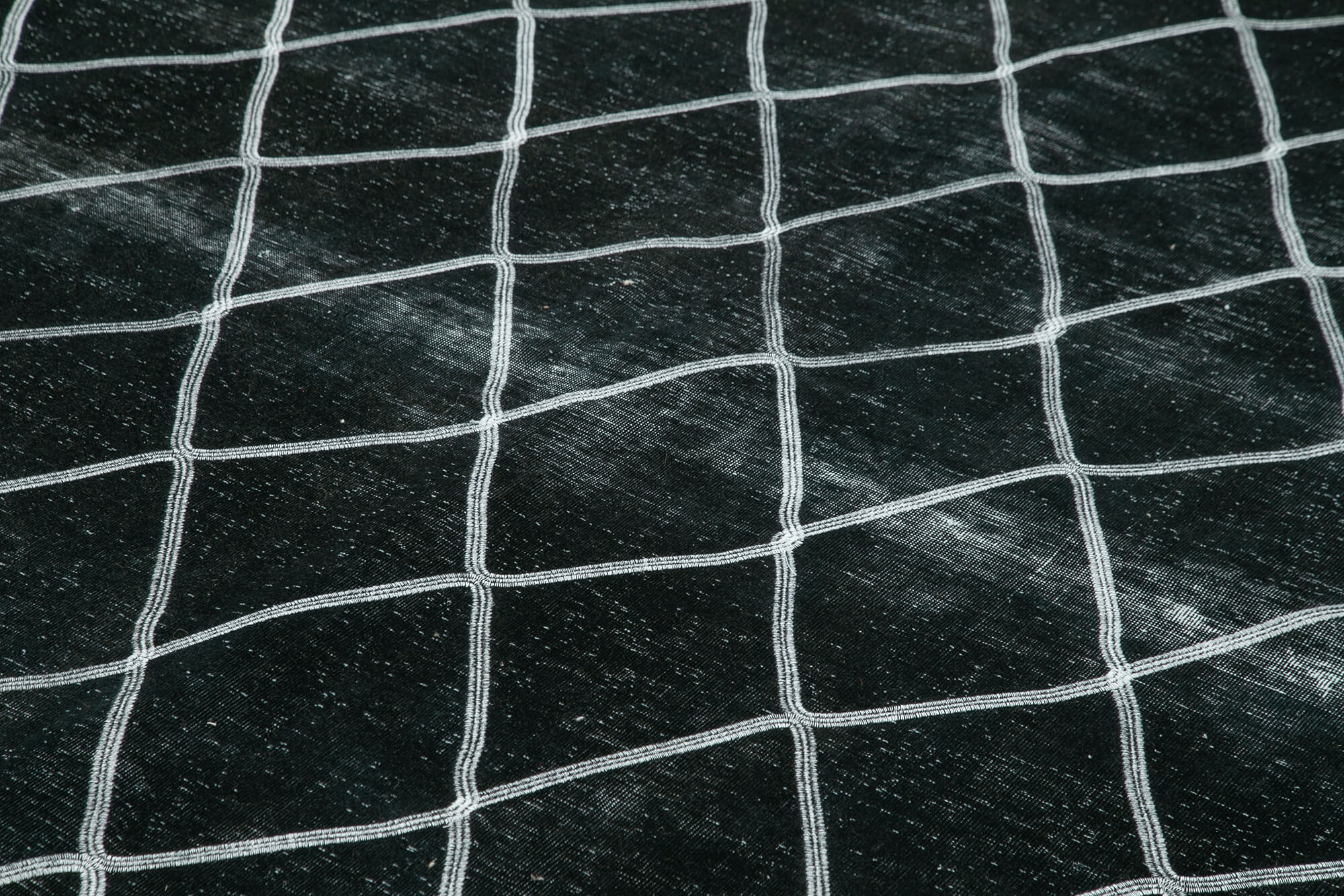 Handmade Geometric Rug – Large Black Cotton Wool Area Rug 9'7" x 12'10"