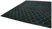 Handmade Wool Area Rug – Black Geometric Cotton Wool Blend, Durable Living Room Rug 10'3''x13'4''