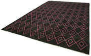 Handmade Geometric Rug – Black Cotton Wool Area Rug 9'4'' x 13'6'' Durable Wool Carpet
