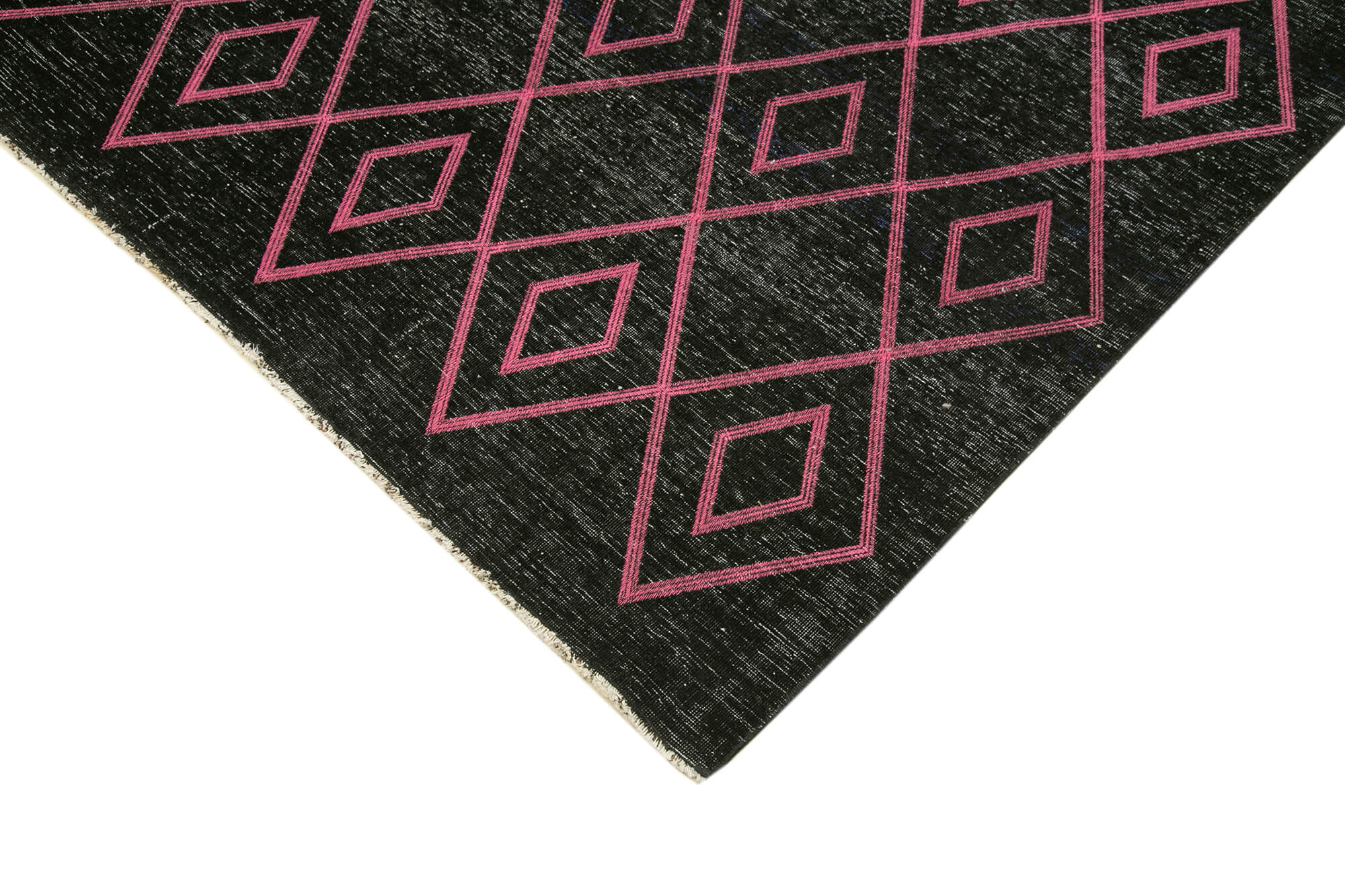 Handmade Geometric Rug – Black Cotton Wool Area Rug 9'4'' x 13'6'' Durable Wool Carpet