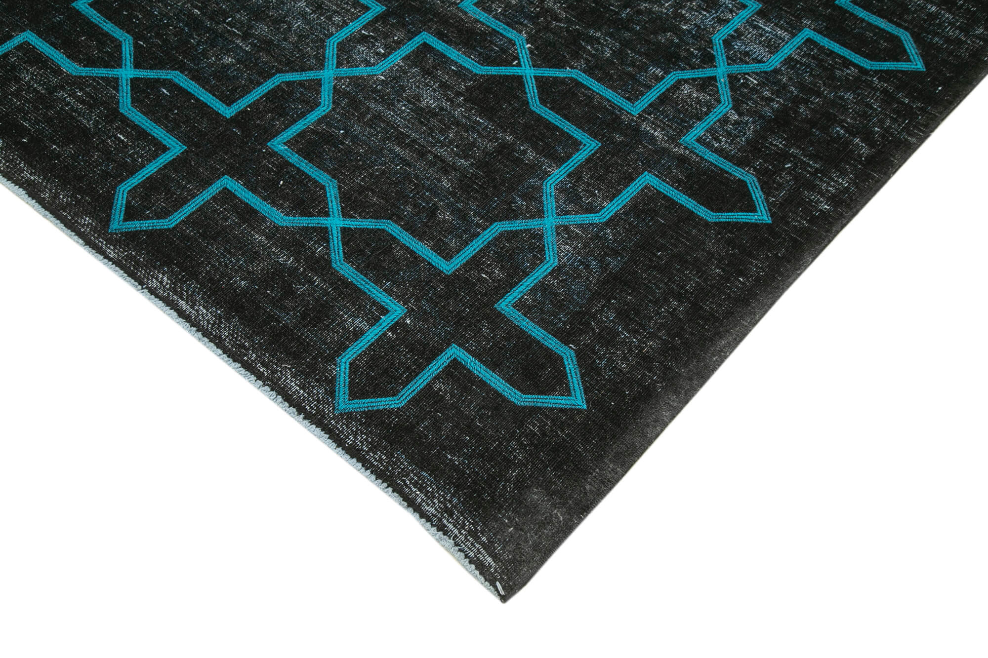 Handmade Geometric Rug - Black Area Rug Cotton Wool Carpet 9'9''x13'0''