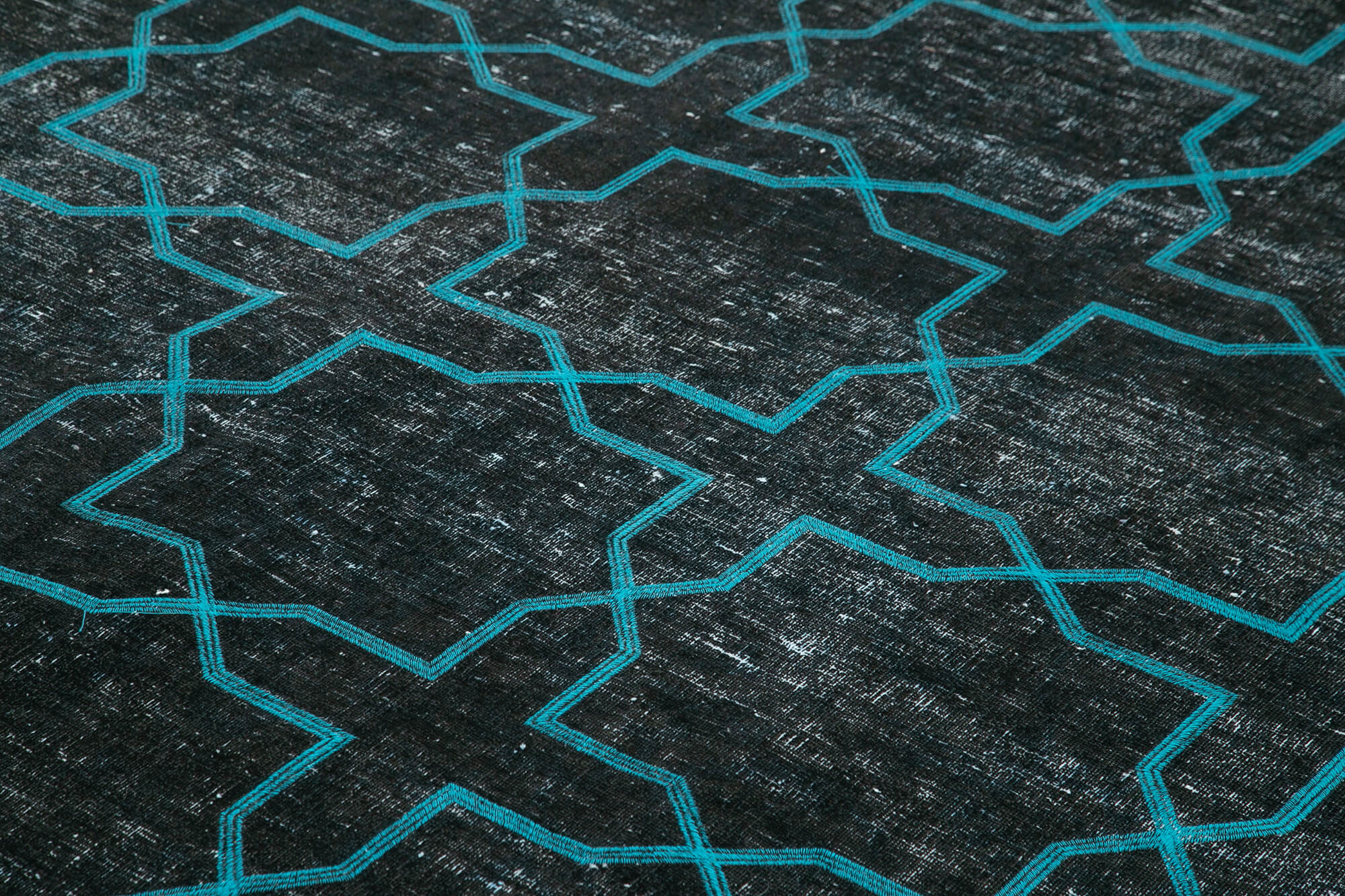Handmade Geometric Rug - Black Area Rug Cotton Wool Carpet 9'9''x13'0''