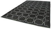 Handmade Geometric Rug - Black Area Rug Cotton Wool Large 8'11'' x 12'11''