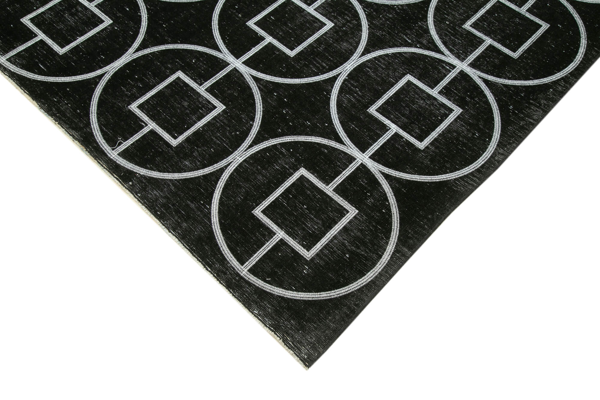 Handmade Geometric Rug – Black Wool Carpet | Durable Cotton Wool Area Rug 10'x13'4"