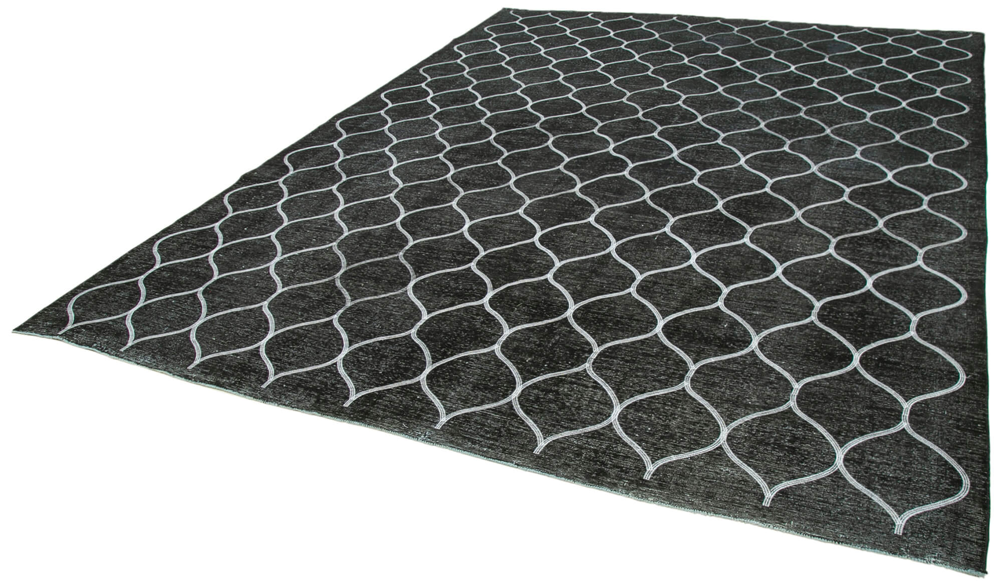 Handmade Geometric Rug - Black Area Rug Cotton Wool 9'6" x 12'11" Durable Carpet