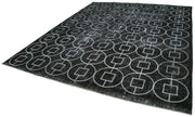 Handmade Geometric Rug – Black Area Rug Cotton Wool Vintage Handwoven Carpet 9'11"x12'4"