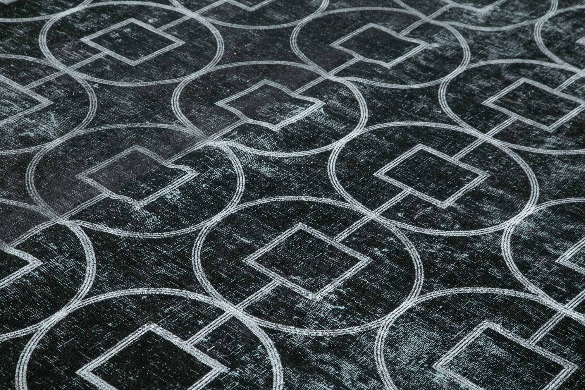 Handmade Geometric Rug – Black Area Rug Cotton Wool Vintage Handwoven Carpet 9'11"x12'4"