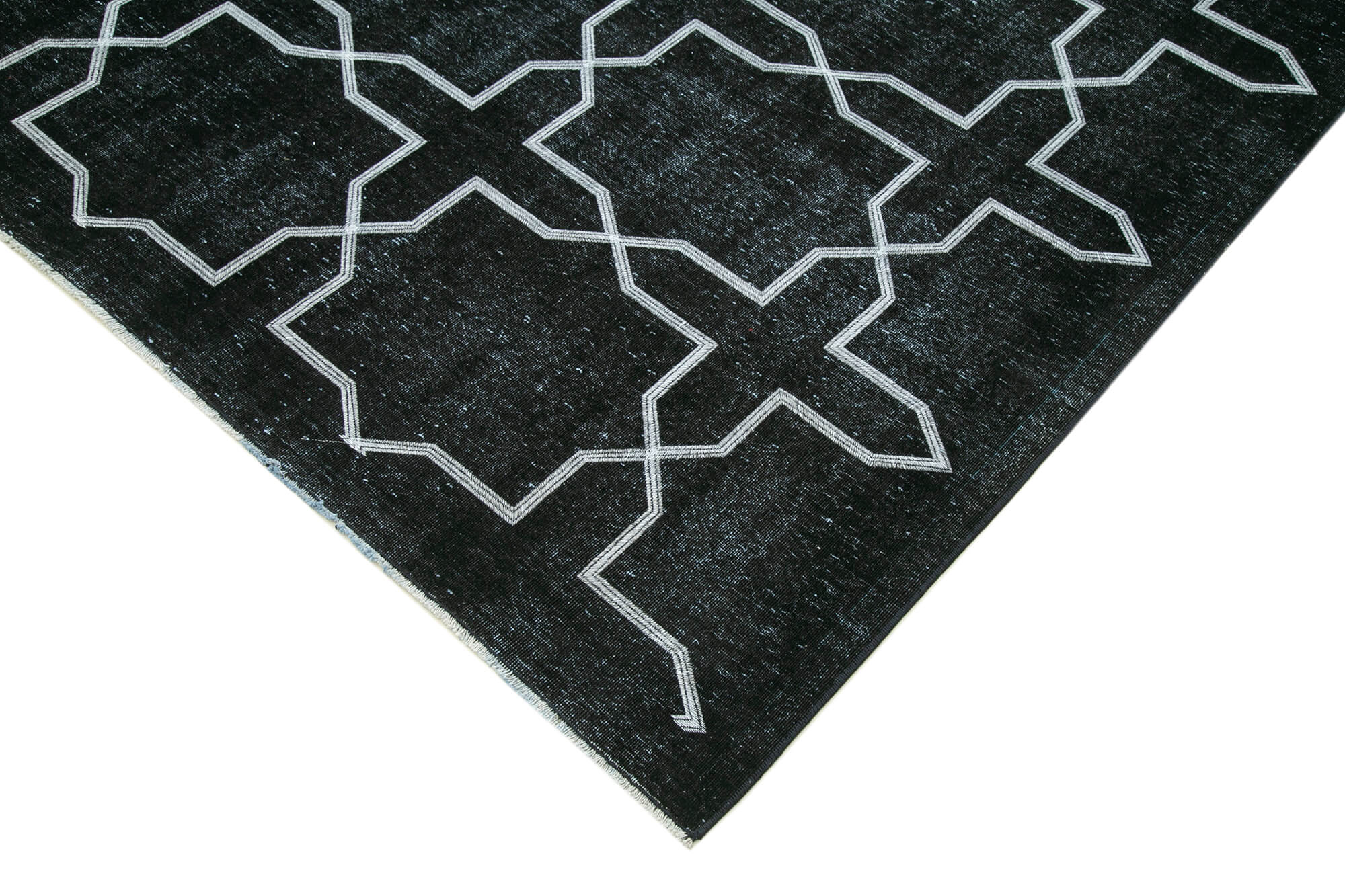Handmade Geometric Rug – Black Cotton Wool Area Rug 9'5" x 13'0" | Durable Wool Carpet