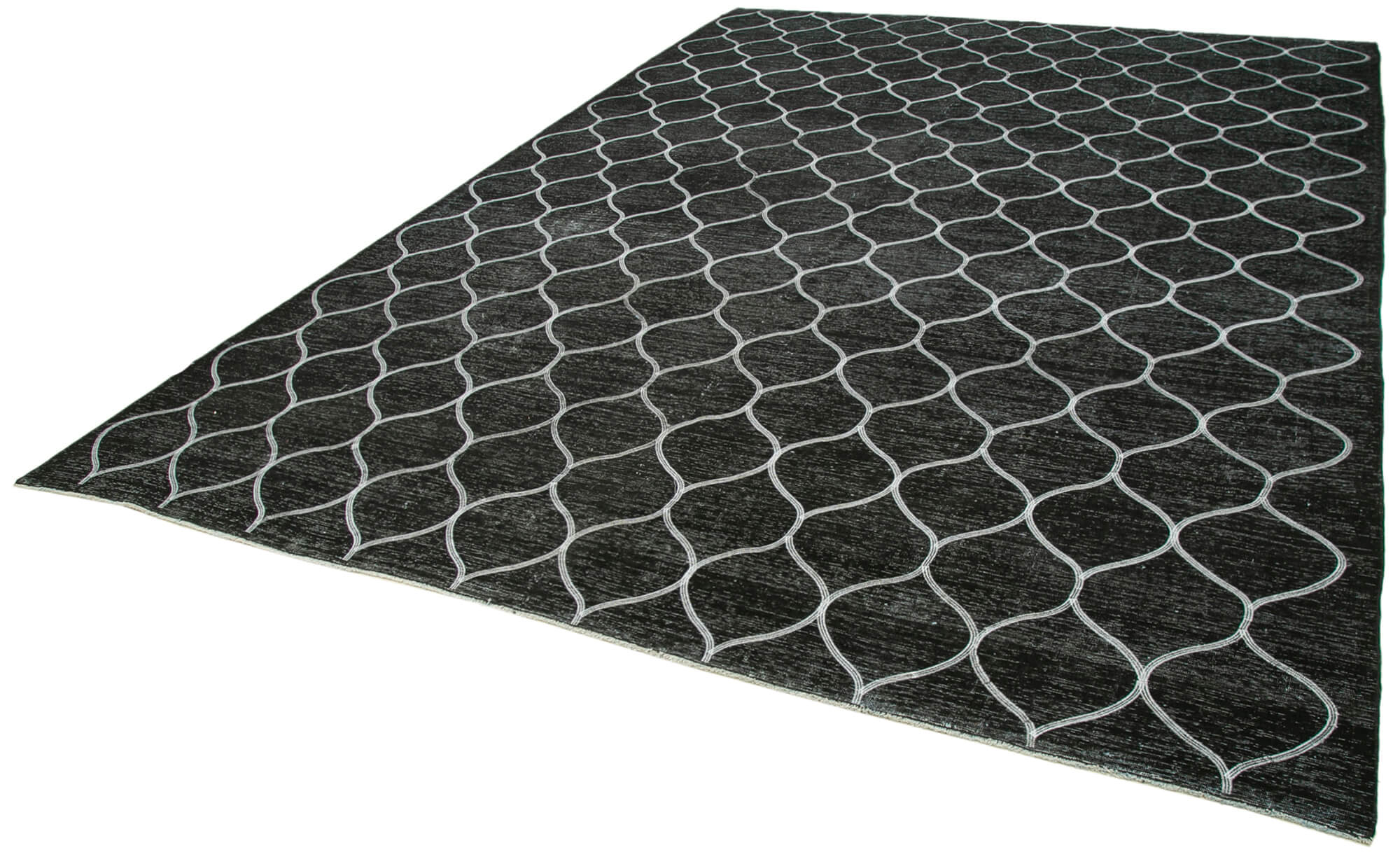 Handmade Geometric Rug – Black Area Rug 9'5''x13'1'' | Soft Wool Carpet, Durable Cotton Weave
