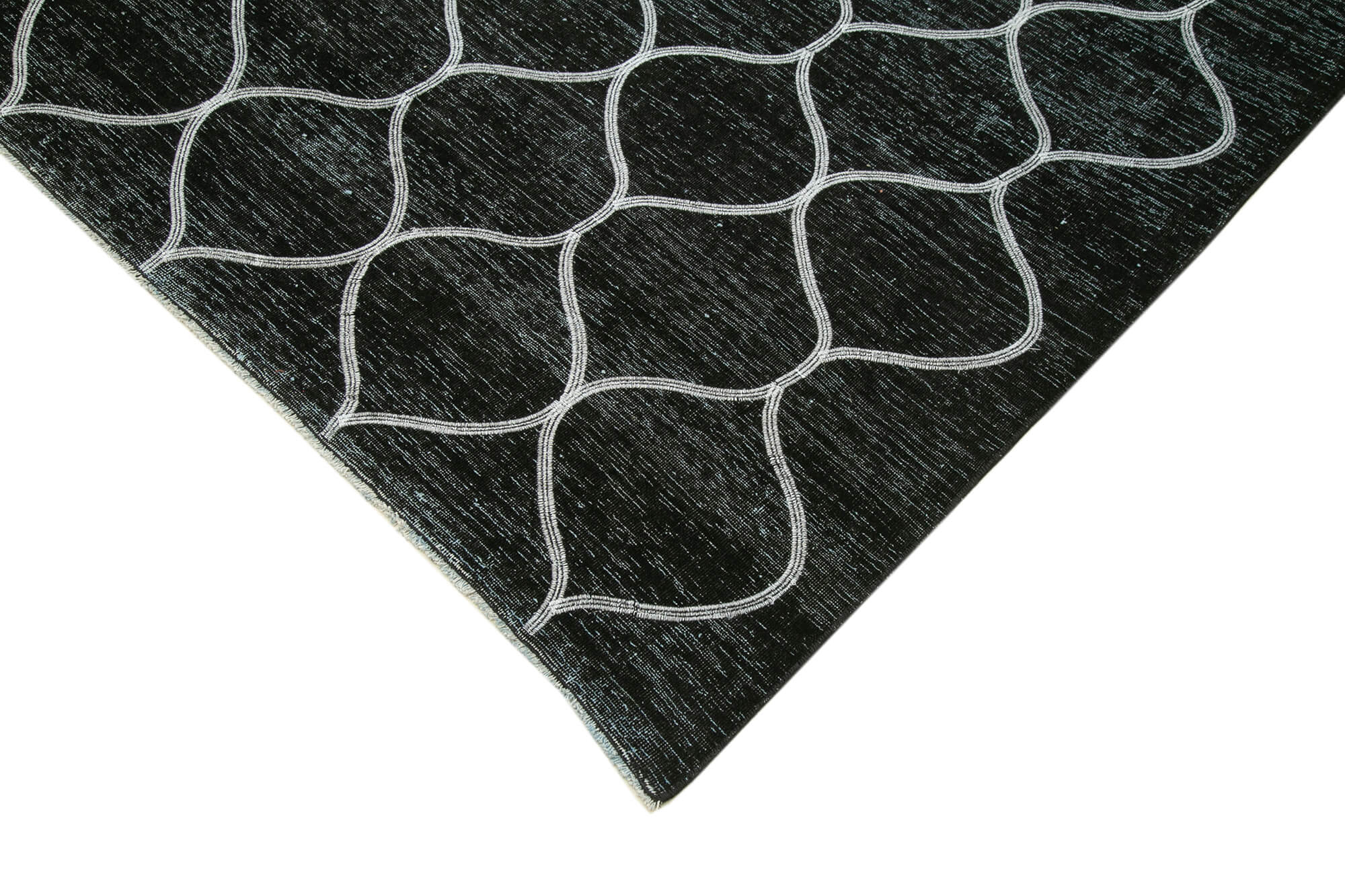 Handmade Geometric Rug – Black Area Rug 9'5''x13'1'' | Soft Wool Carpet, Durable Cotton Weave