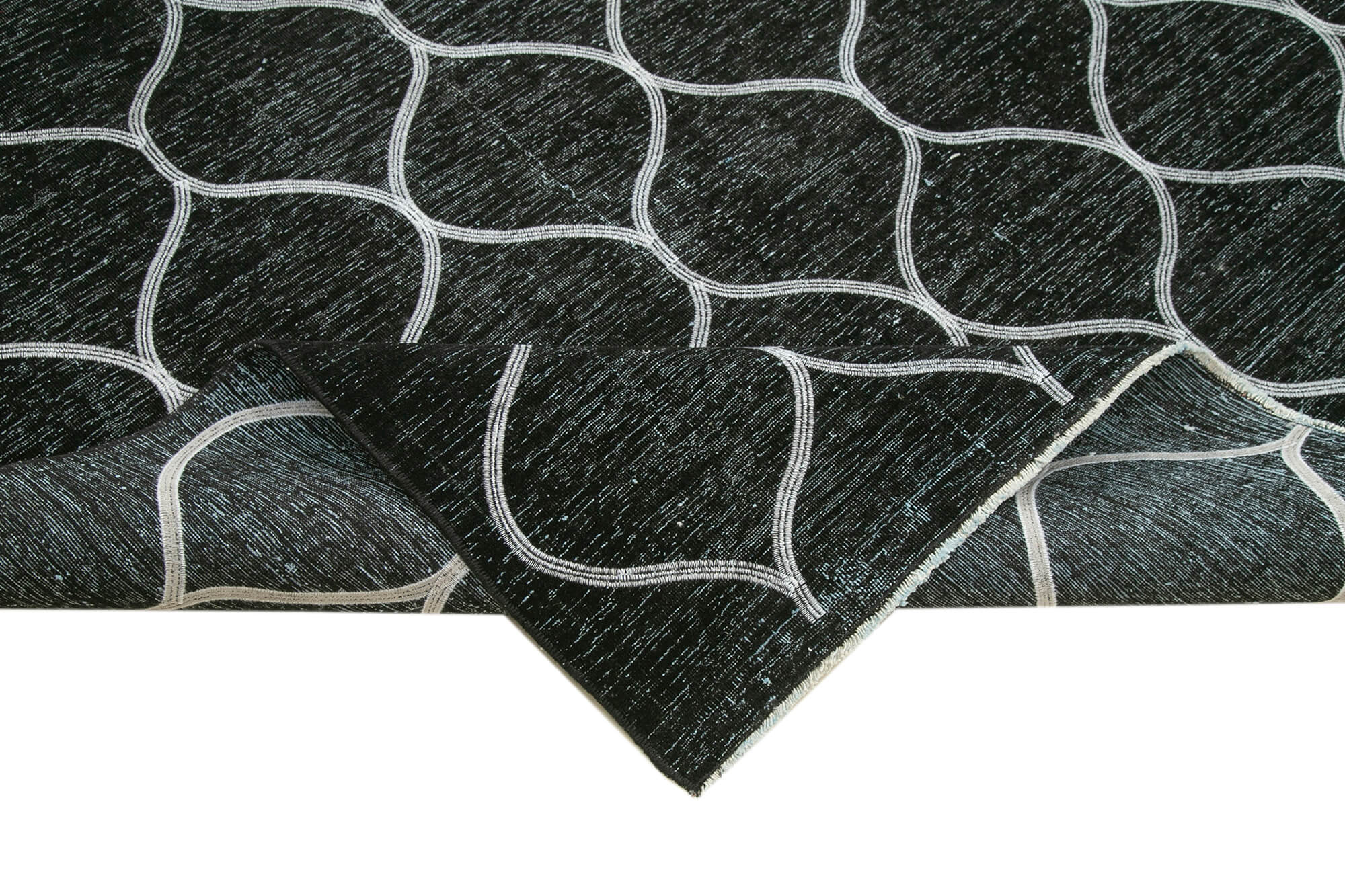 Handmade Geometric Rug – Black Area Rug 9'5''x13'1'' | Soft Wool Carpet, Durable Cotton Weave