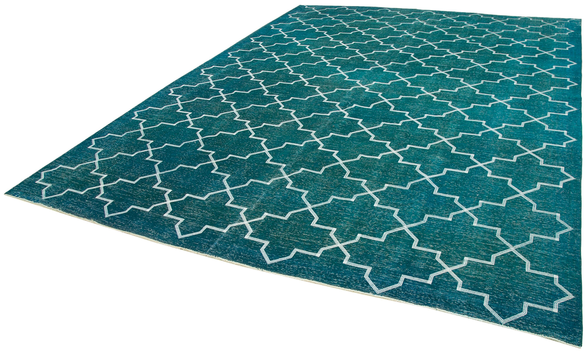 Handmade Geometric Rug | Vintage Handwoven Turkish Wool Carpet – Durable Cotton Weave Area Rug