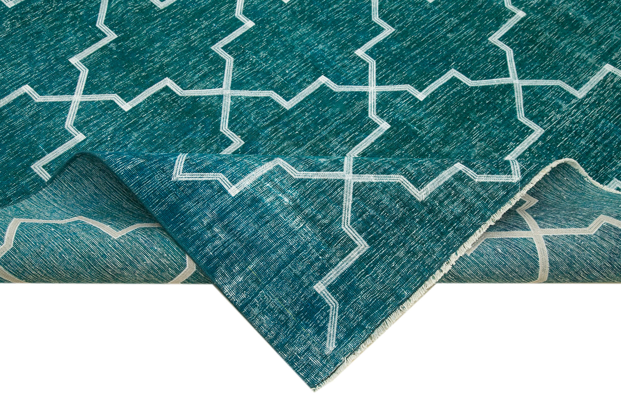 Handmade Geometric Rug | Vintage Handwoven Turkish Wool Carpet – Durable Cotton Weave Area Rug