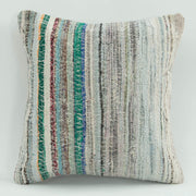 Ethnic Wool Pillowcase - Handmade Grey 45x45 Zipper Decorative Cover