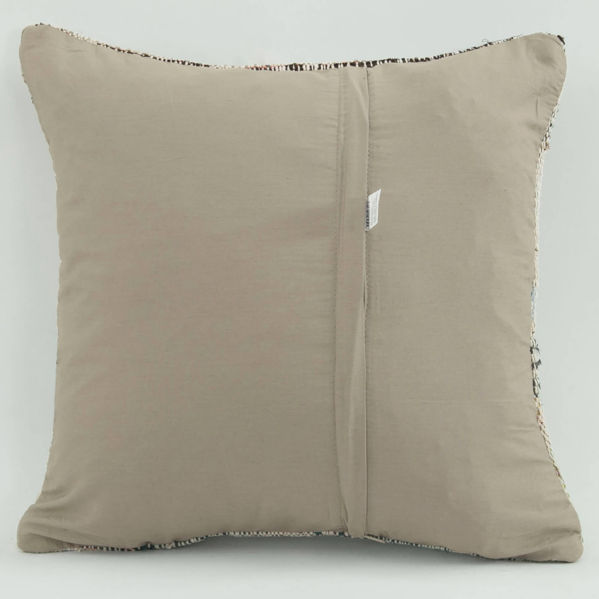 Wool Decorative Pillow | Beige Ethnic Pillow Case 1'6'' x 1'6'' Zipper Cover