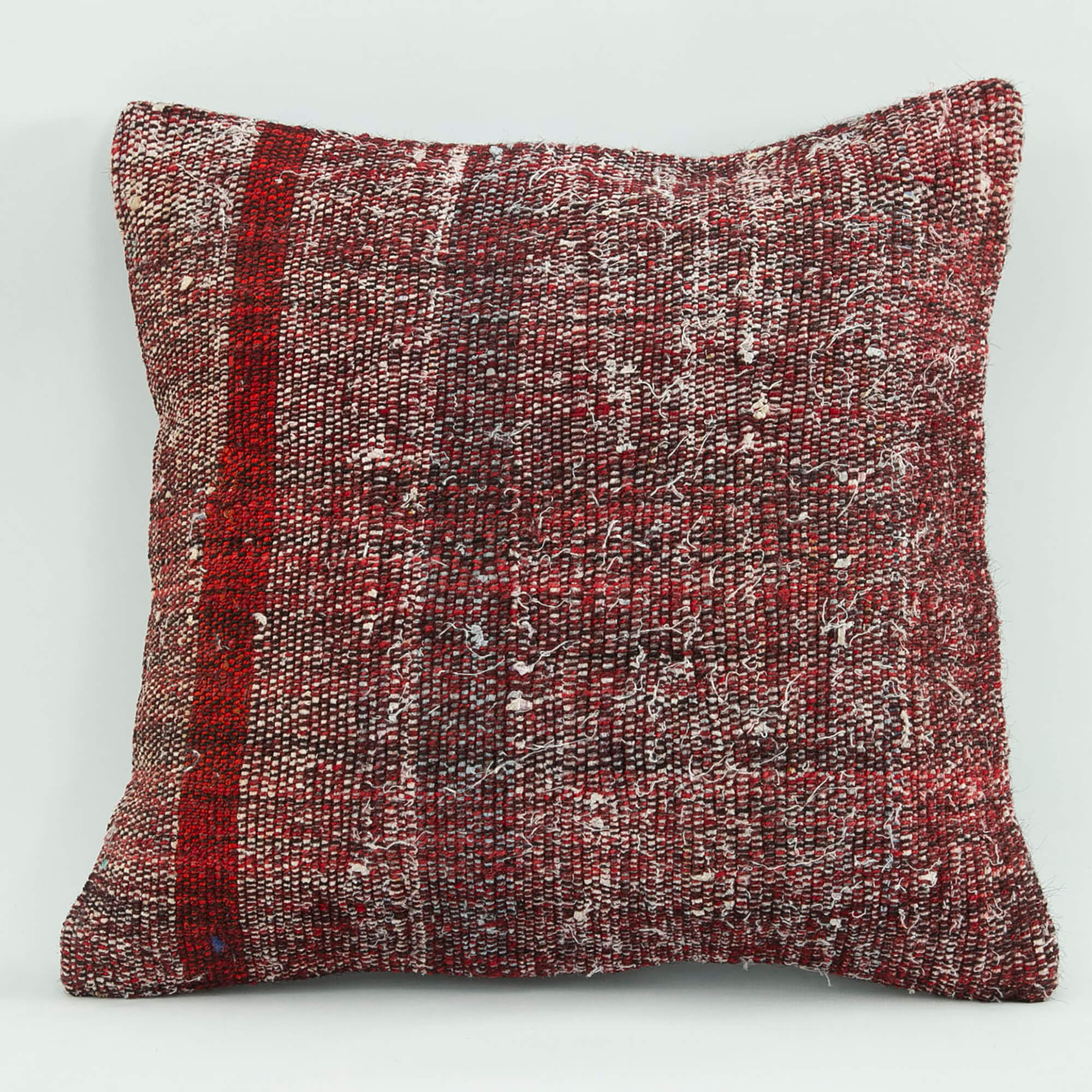 Red Wool Pillowcase - Handmade Ethnic Pillow Cover 1'8'' x 1'8'' | Agacan Zipper Cushion