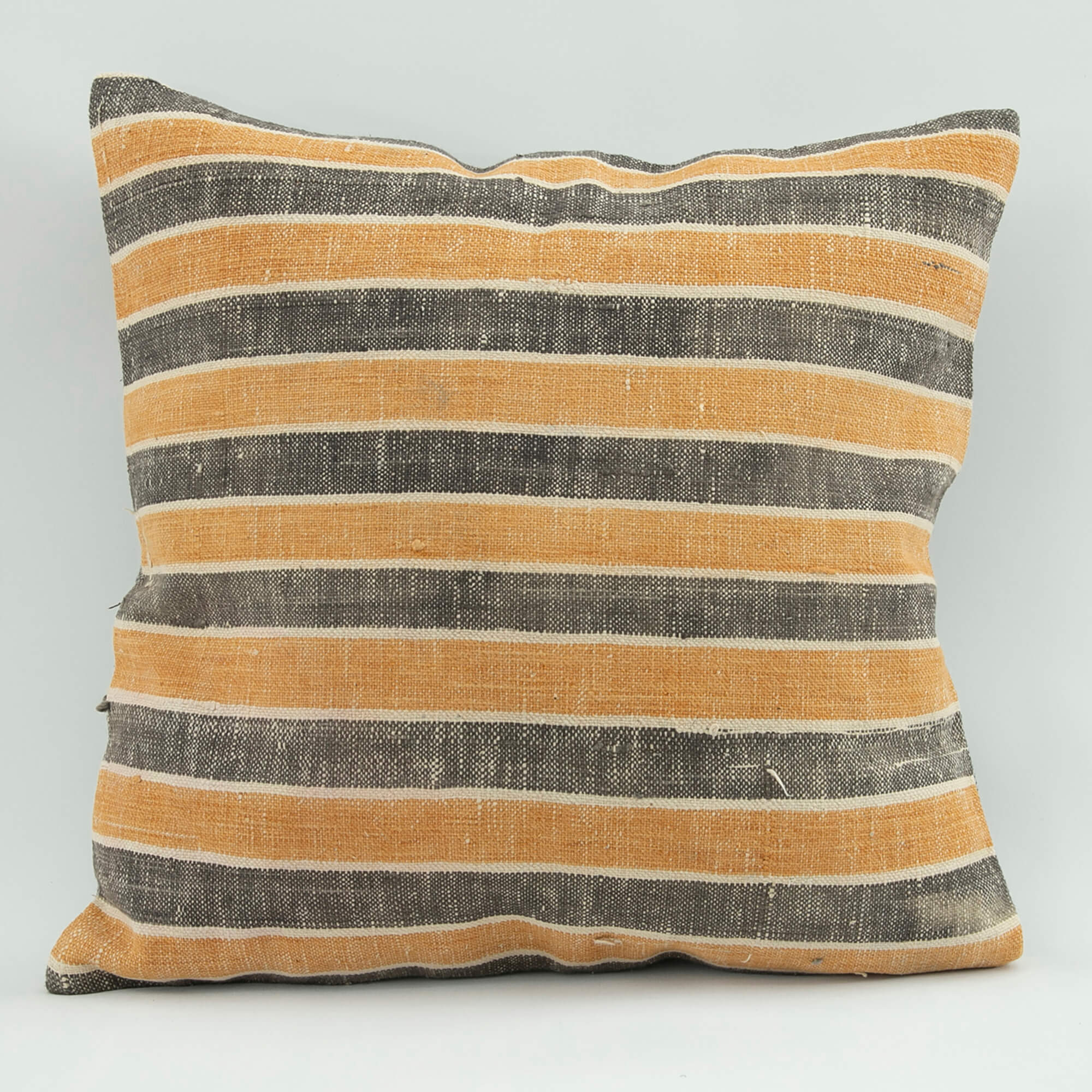 Ethnic Wool Pillowcase - Handmade Orange Decorative Pillow Cover with Zipper