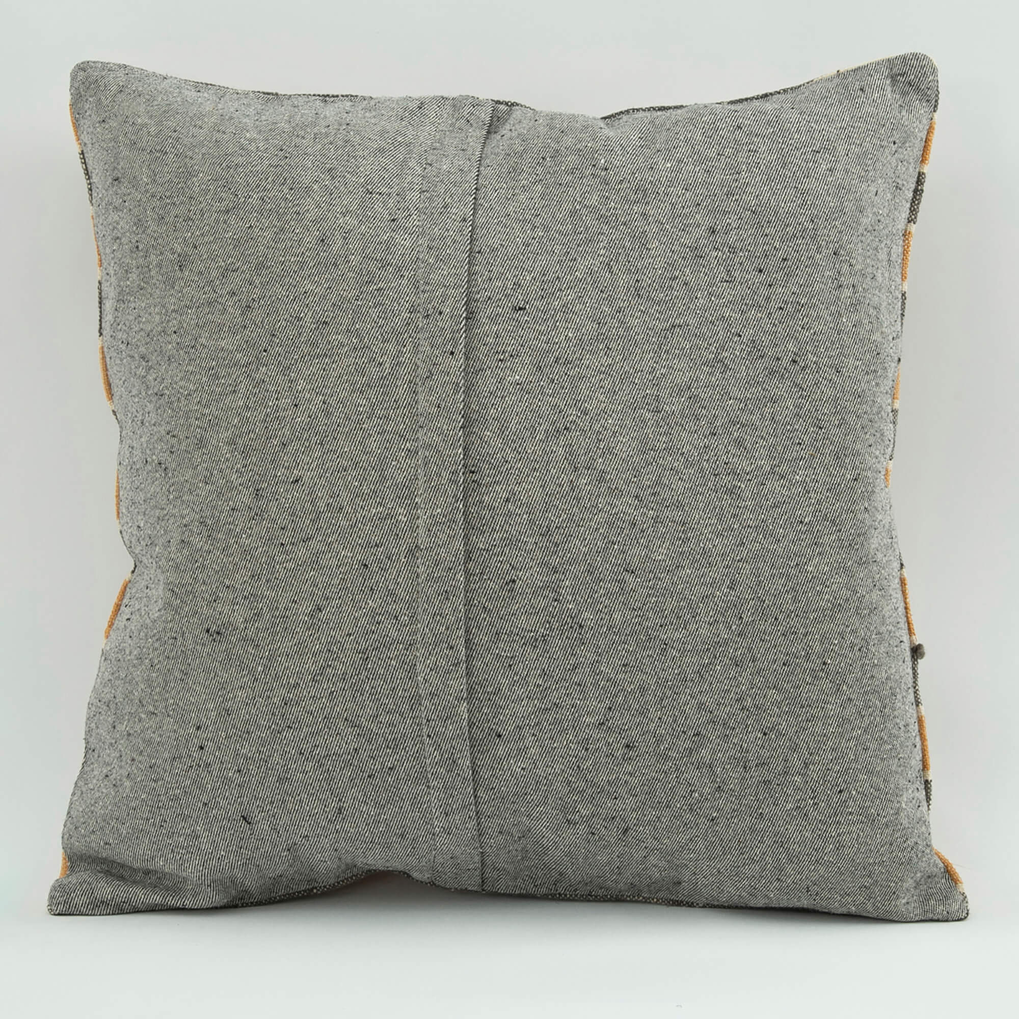 Ethnic Wool Pillowcase - Handmade Orange Decorative Pillow Cover with Zipper