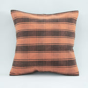 Ethnic Wool Pillowcase – Handmade Orange Decorative Pillow Cover 18x18'' with Zipper