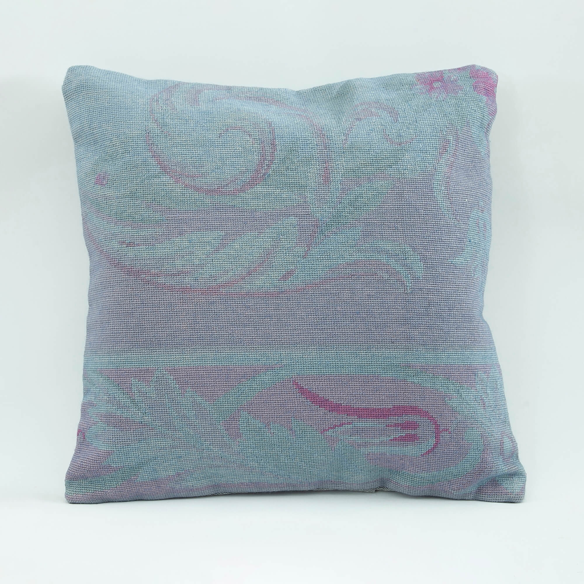 Wool Decorative Pillow - Emel Purple Ethnic Pillow Case With Zipper 18x18