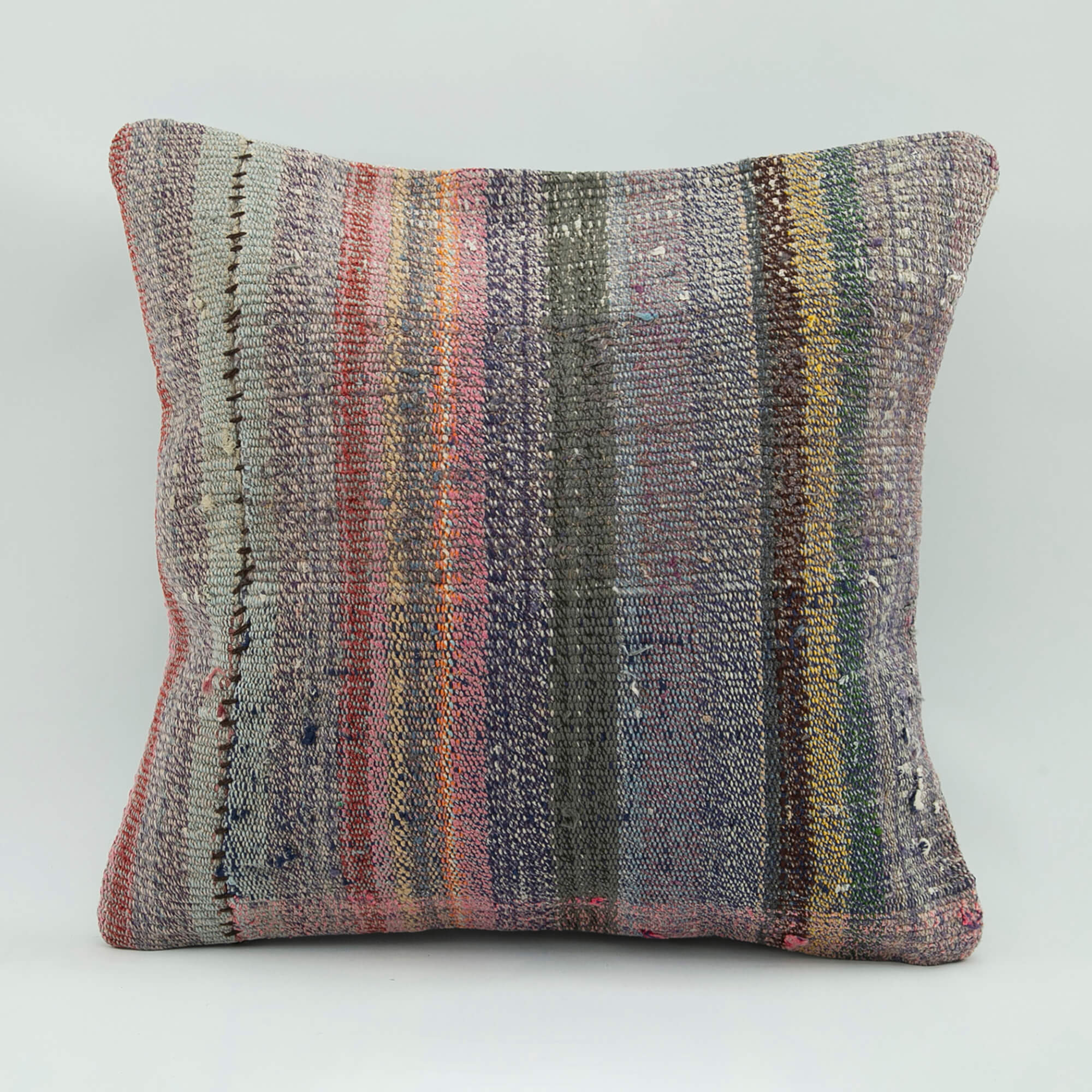 Wool Decorative Pillow - Emel Grey Ethnic Handmade Zipper Cushion Cover 18x18