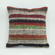 Ethnic Wool Pillowcase – Handmade Decorative Cushion with Red Bohemian Design