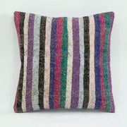 Wool Decorative Pillow – Purple Striped Handmade Wool Pillowcase 18x18 Inches