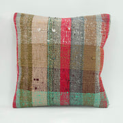 Wool Decorative Pillow Case – Beige Striped Handwoven Cushion Cover 18x18''