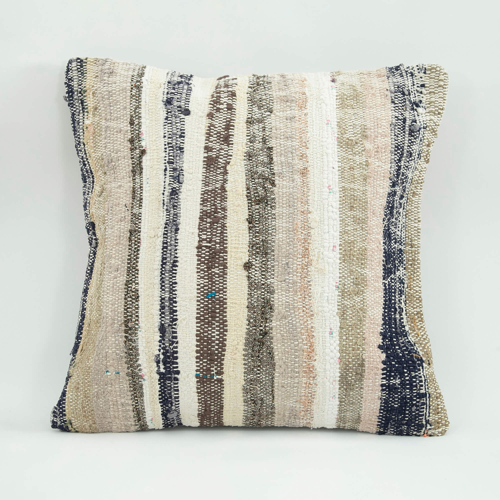 Ethnic Wool Pillowcase – Handmade Beige Wool Cushion Cover 18x18 with Zipper