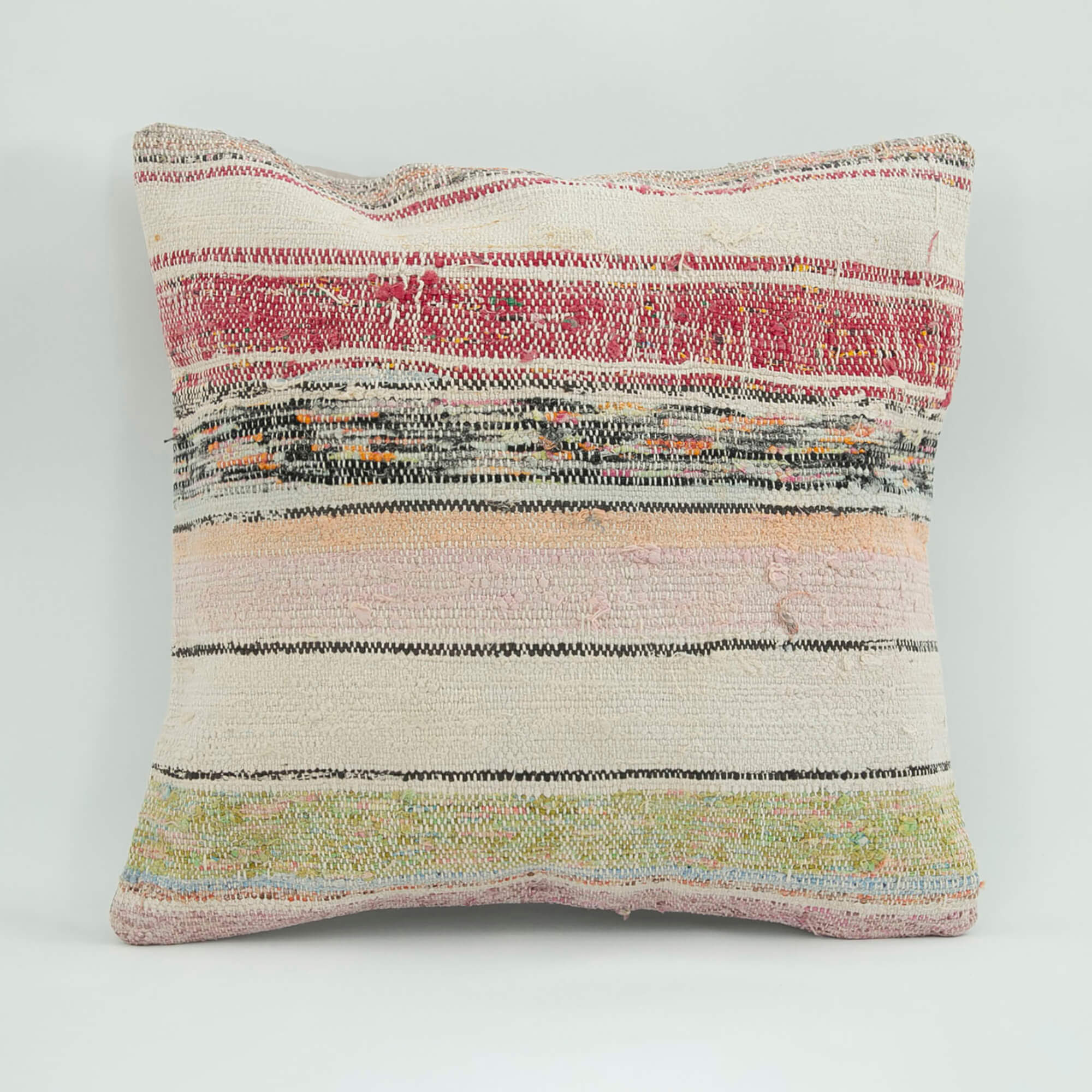 Wool Decorative Pillow - Emel Beige Ethnic Pillow Cover 18x18 Zipper