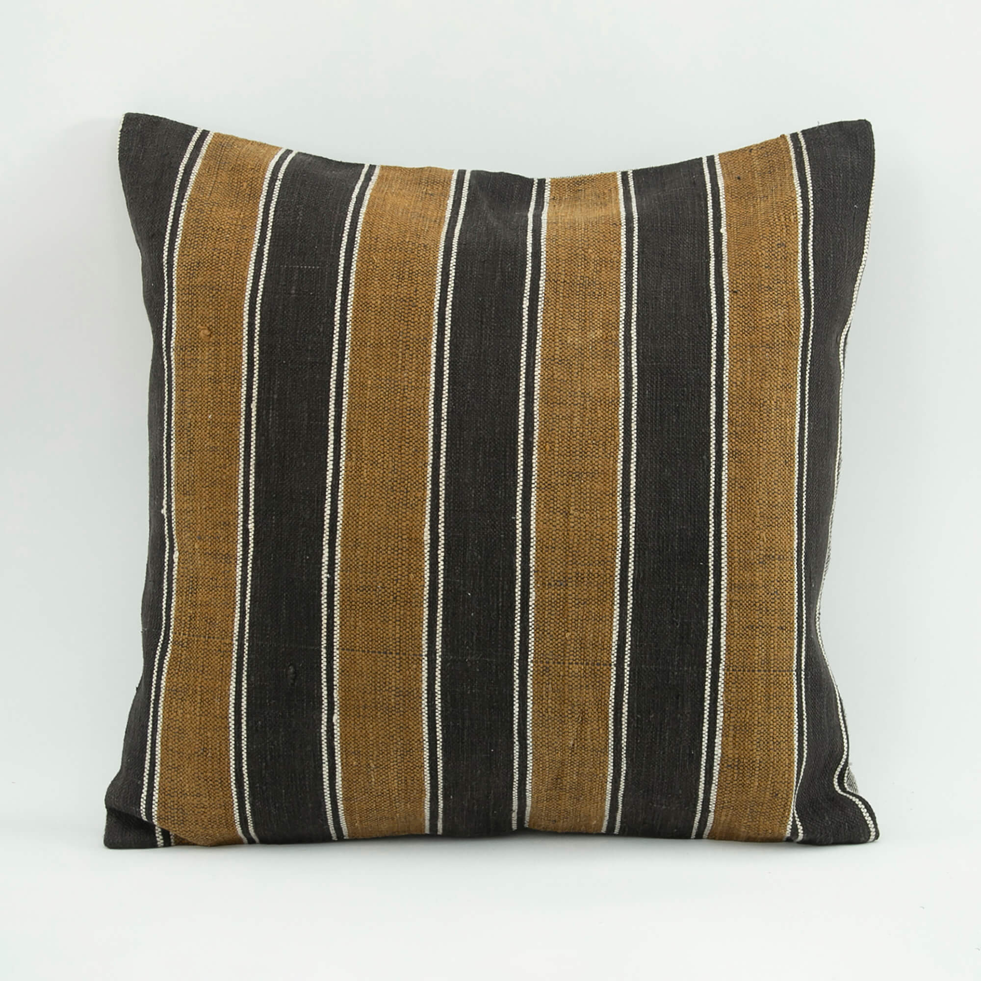 Ethnic Wool Pillowcase – Handmade Brown Decorative Pillow Cover 18x18 Inches