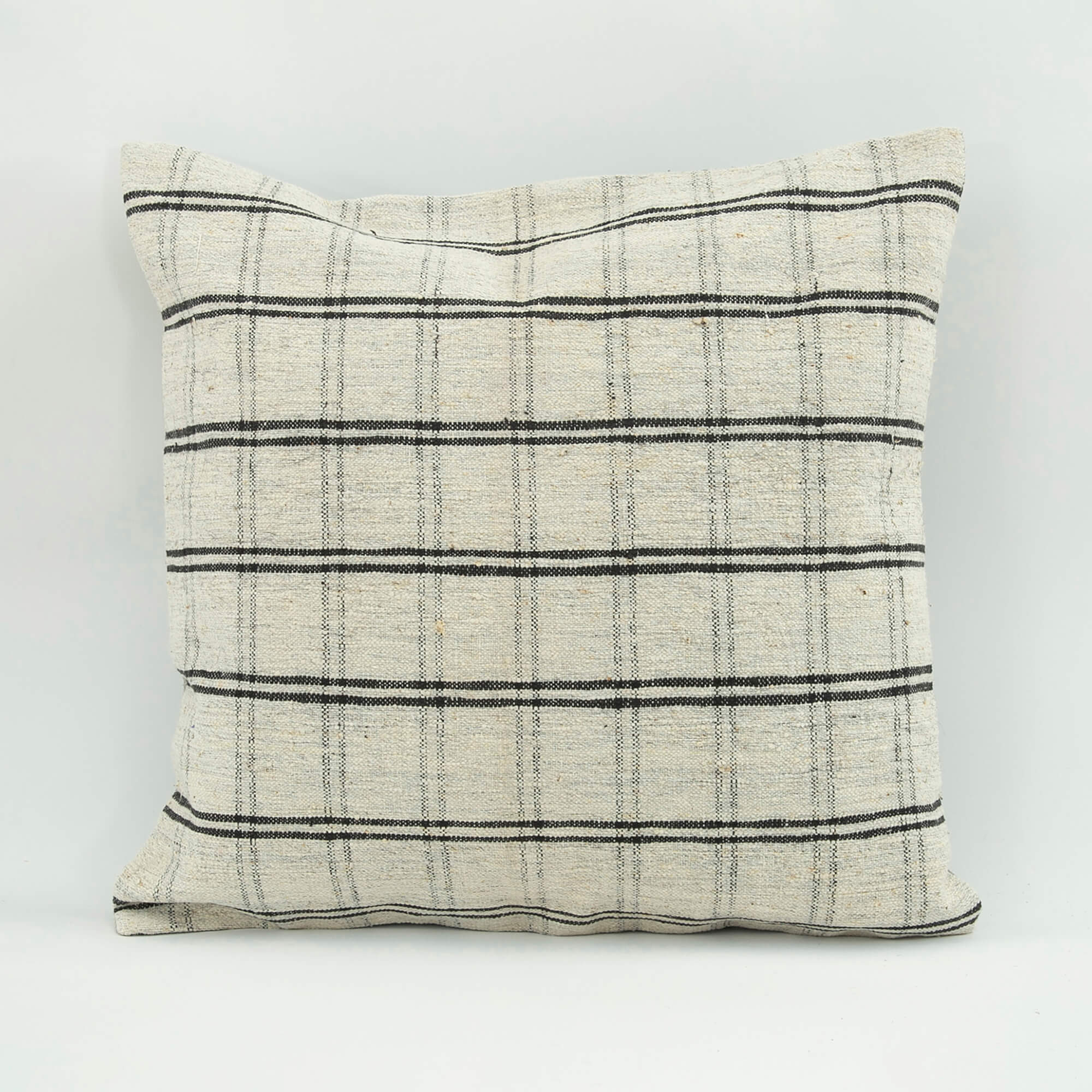 Ethnic Wool Pillowcase - Handmade Beige Decorative Pillow Cover 18x18 Inches