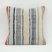 Ethnic Wool Pillowcase - Handmade Beige Wool Cushion Case With Zipped Cover