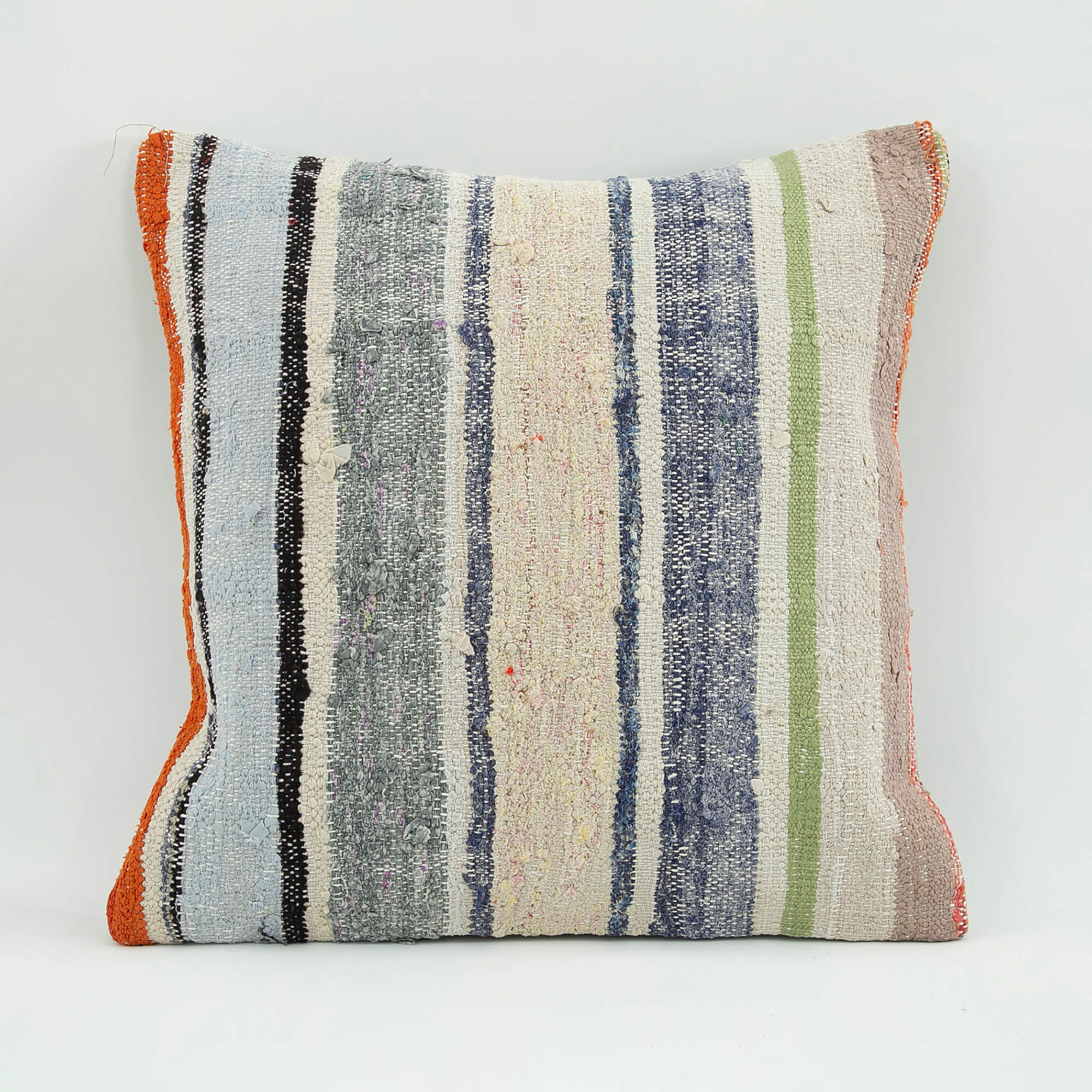 Ethnic Wool Pillowcase - Handmade Beige Wool Cushion Case With Zipped Cover