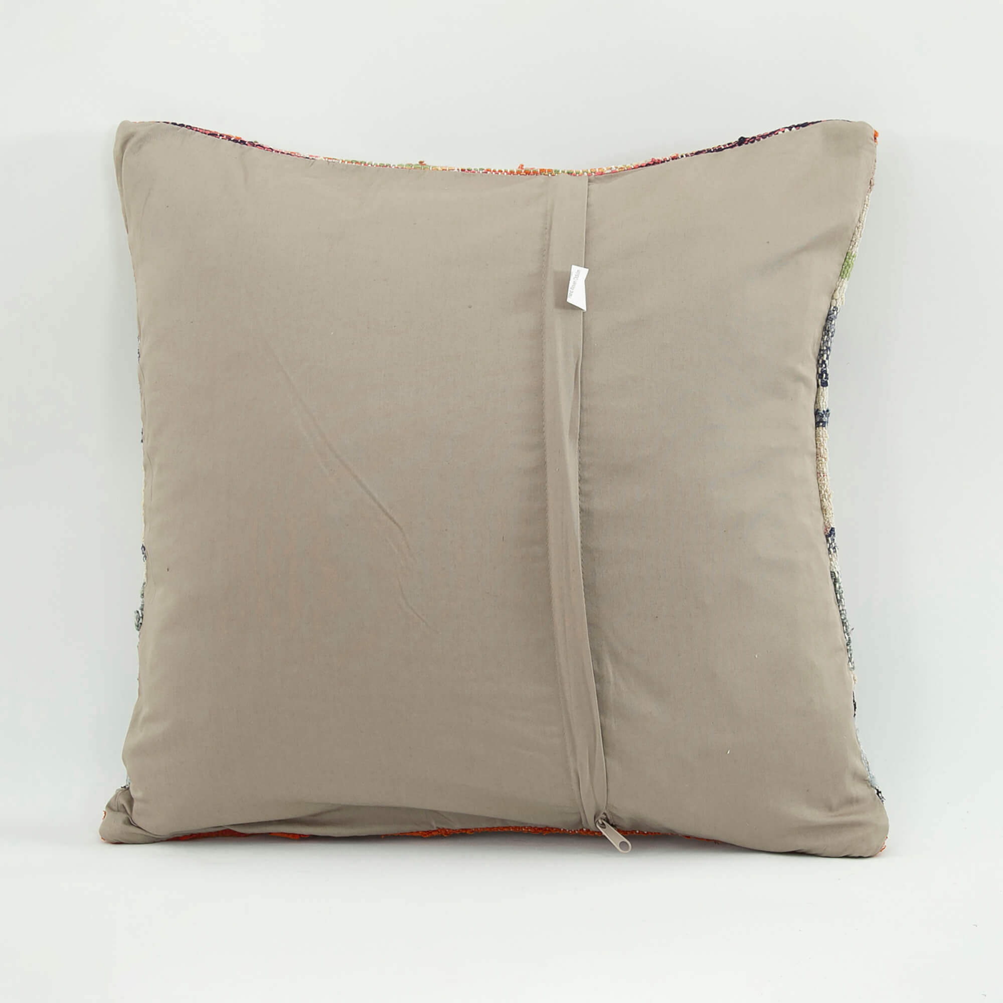 Ethnic Wool Pillowcase - Handmade Beige Wool Cushion Case With Zipped Cover