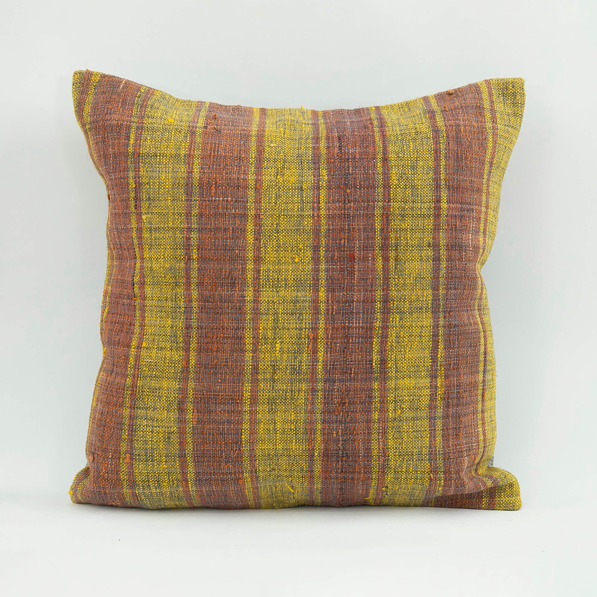 Yellow Wool Pillowcase - Handmade Ethnic Cushion Cover 18x18 Zipper Slipcover
